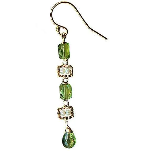 Peridot Earrings 4679 A with Australian Opal by Michelle Pressler Jewelry