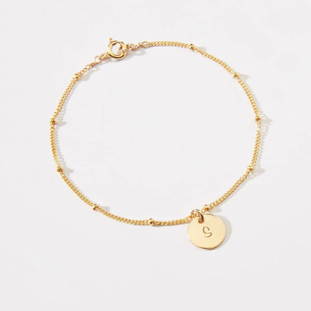 Personalized Small Round Disc 9.5mm Satellite Chain Bracelet - CG309B. Starts at