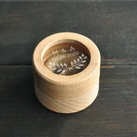 Personalized Wood Wedding Ring Box-Rustic Custom Ring Bearer Box with Initials and Date