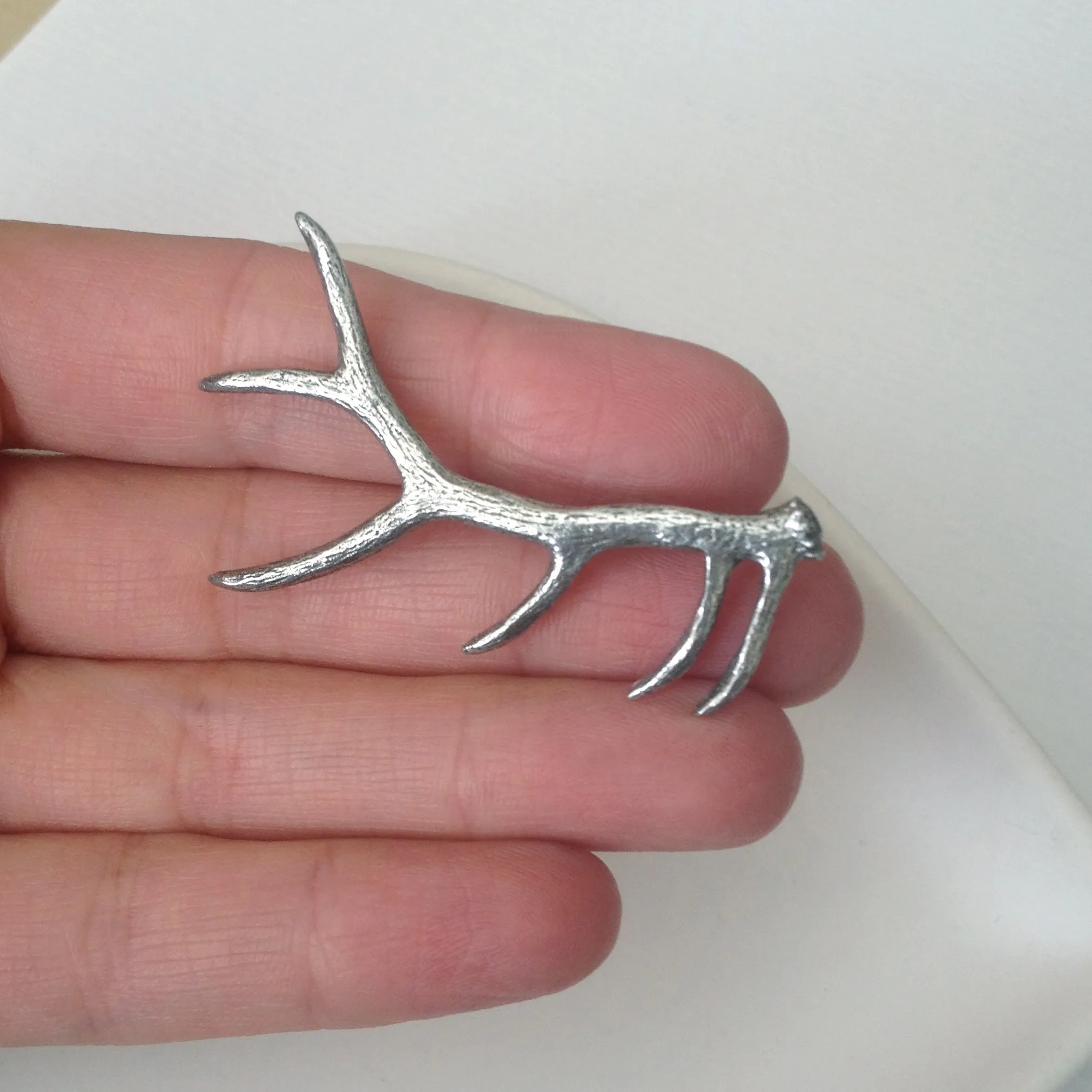 Pewter Antler Brooch