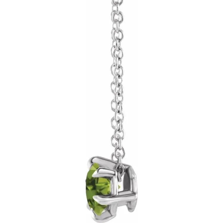 Platinum 4 mm Natural Peridot Solitaire 16-18" Necklace