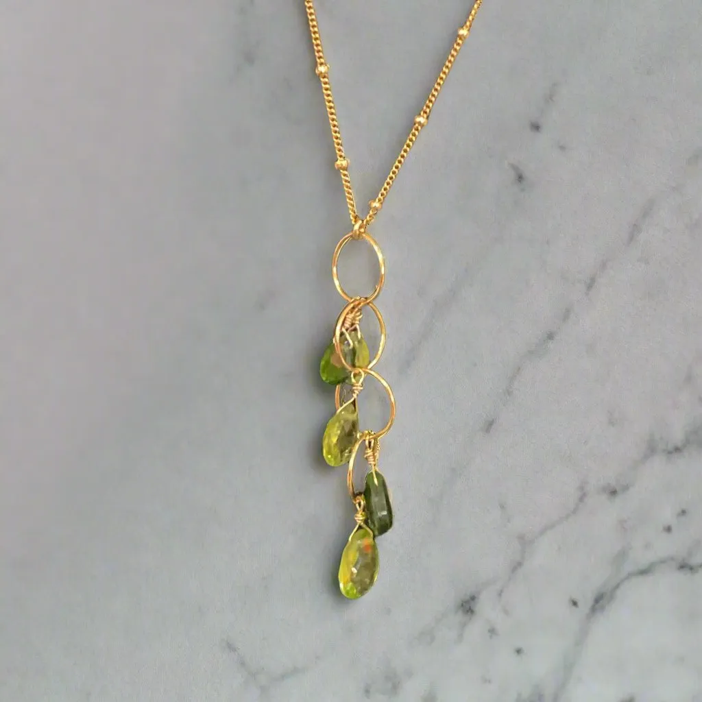 Pom Jewelry Chrome Diopside & Peridot Necklace In Gold Fill- PNGN12