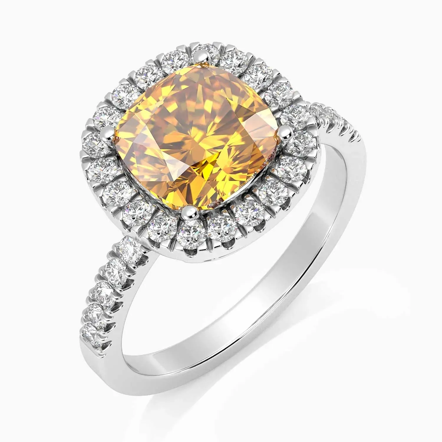 Radiant Majesty: Sterling Silver Citrine Halo Statement Ring