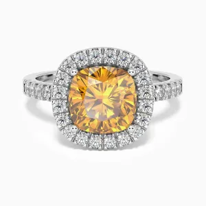 Radiant Majesty: Sterling Silver Citrine Halo Statement Ring