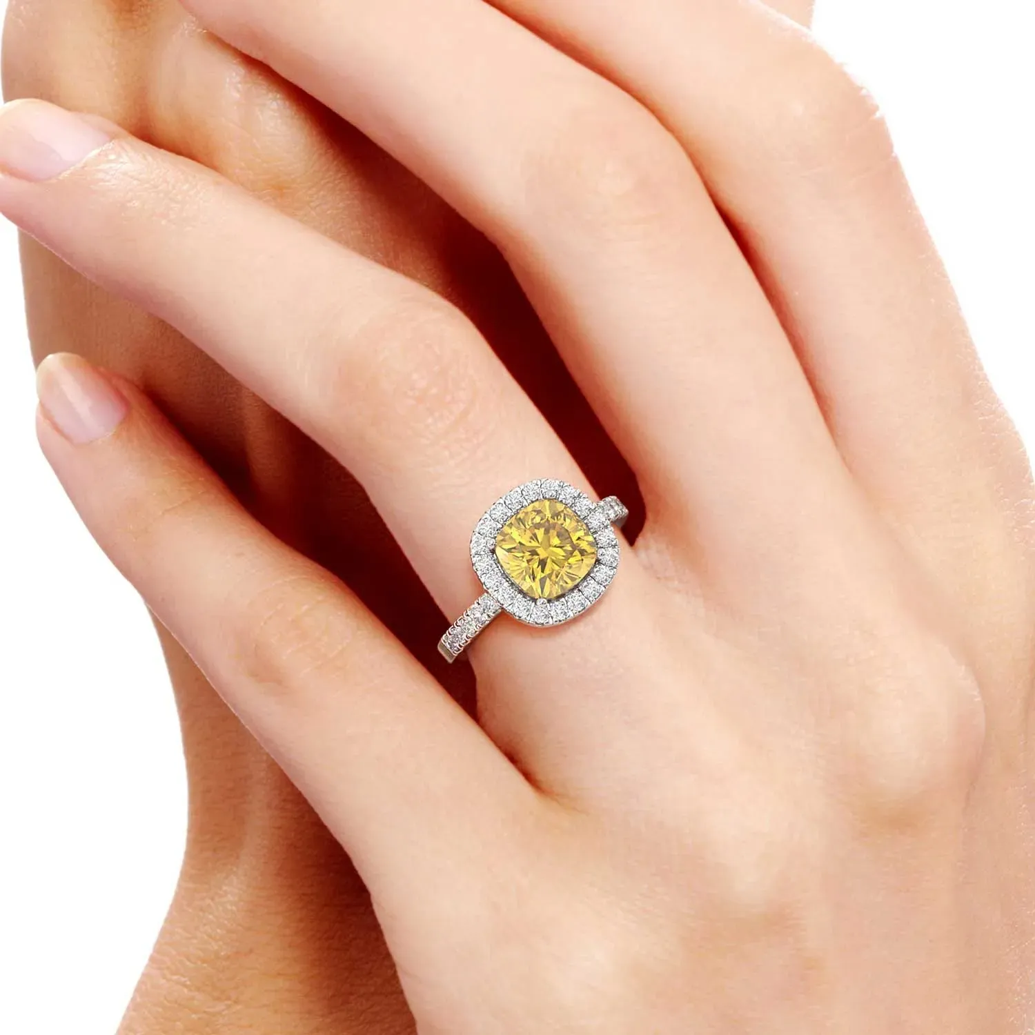 Radiant Majesty: Sterling Silver Citrine Halo Statement Ring