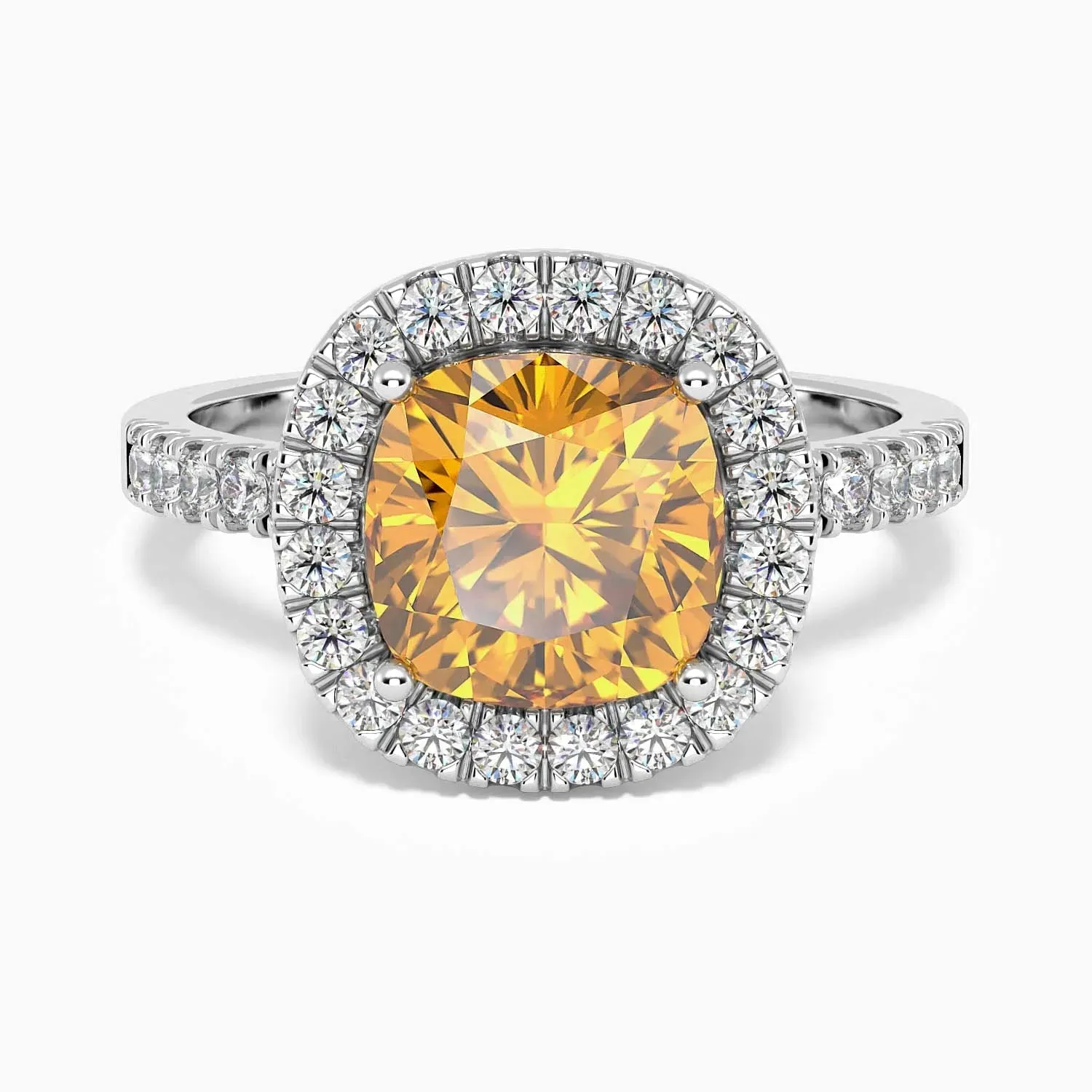 Radiant Majesty: Sterling Silver Citrine Halo Statement Ring