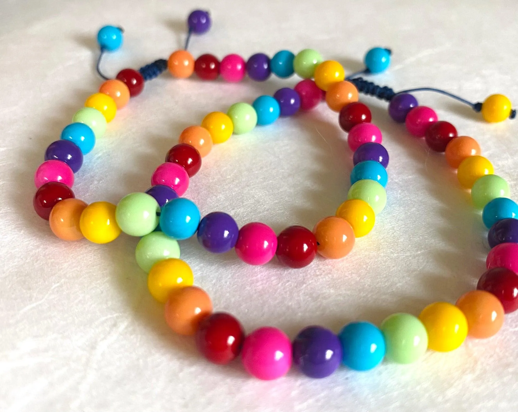 Rainbow “candy” Glass Bead Bracelet, Rainbow Bracelet, Adjustable Bracelet