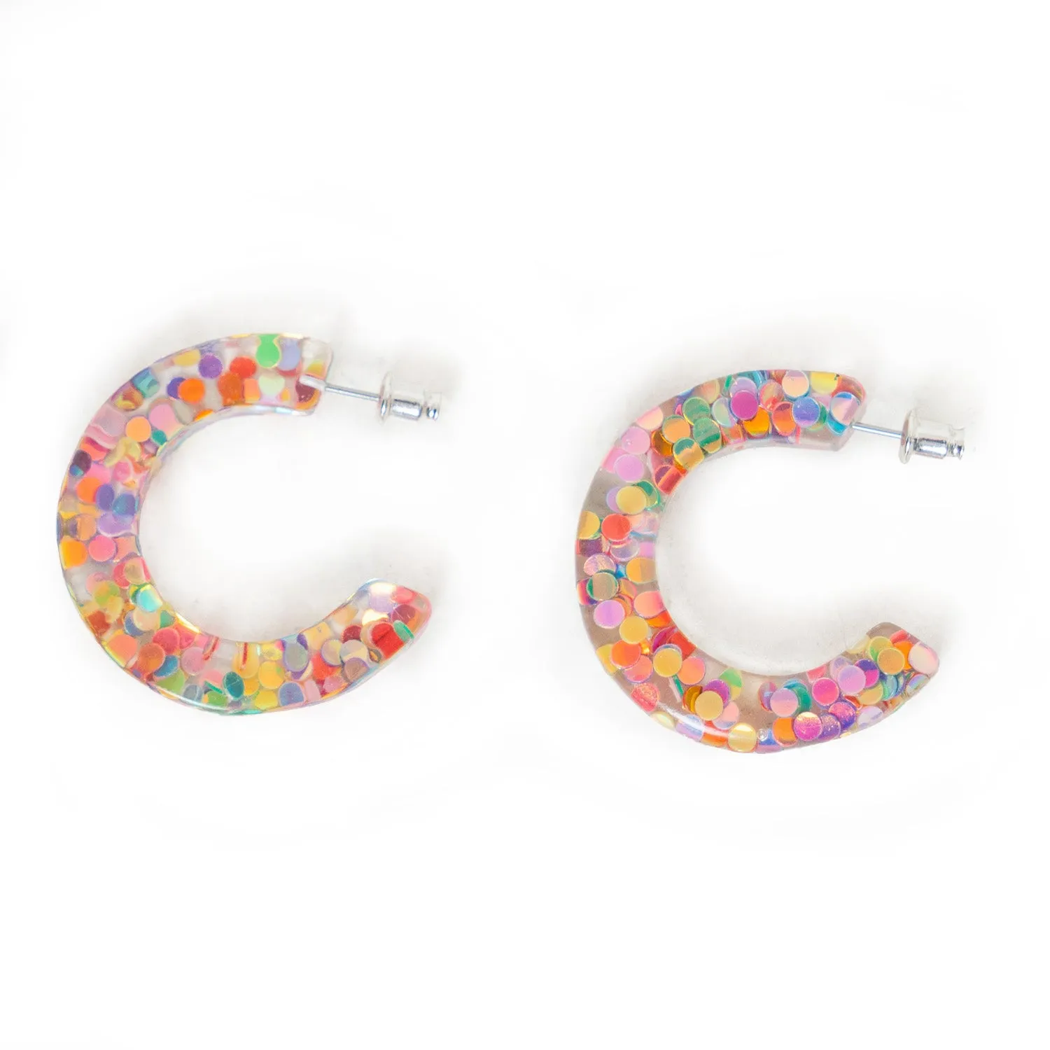 Rainbow Glitter Chaser Hoop Earrings