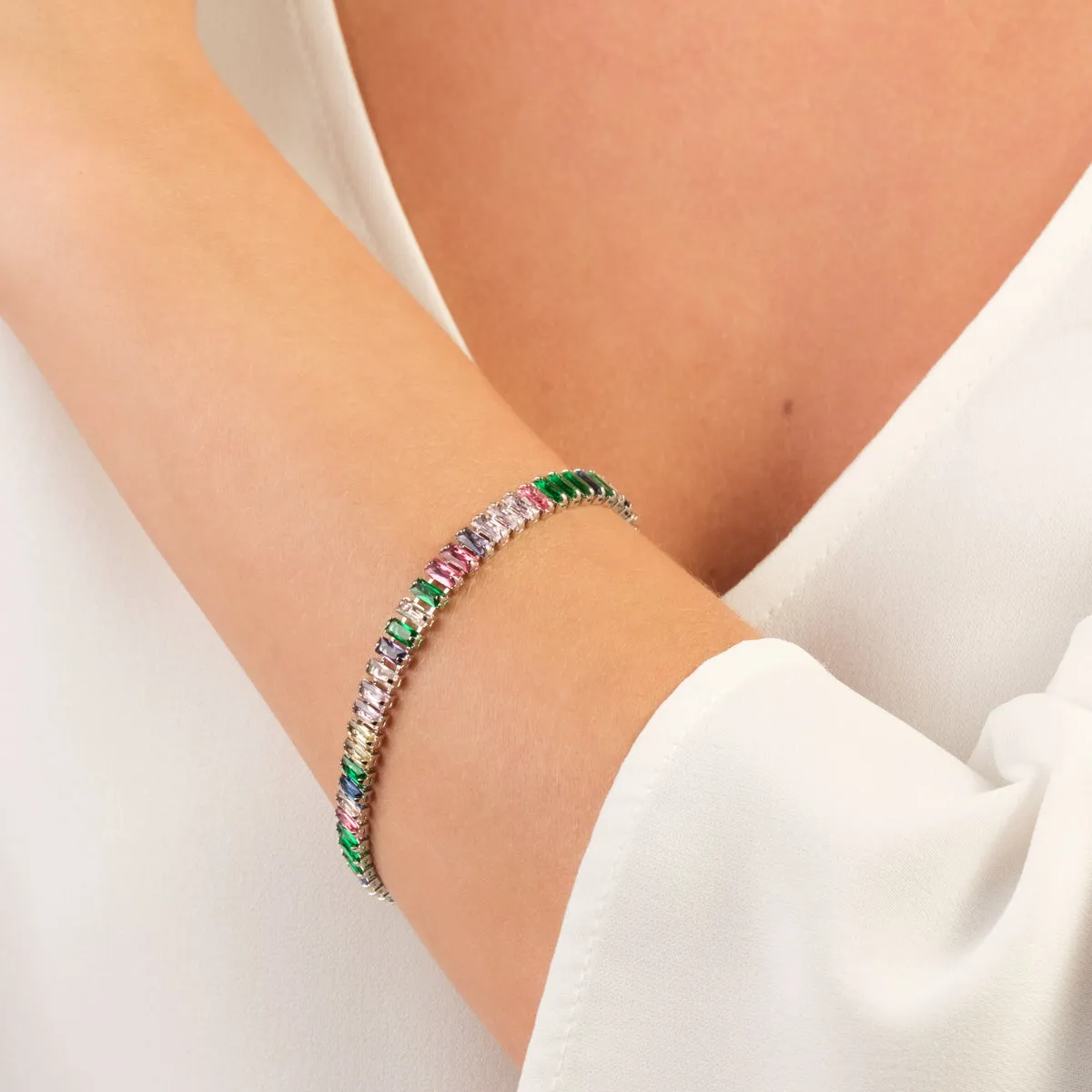 Rainbow Zirconia Tennis Bracelet