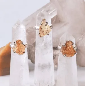 Raw Citrine Crystal Birthstone Ring