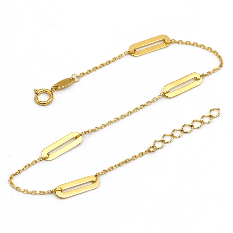 Real Gold 4 Paper Clip Adjustable Size Bracelet 8191 BR1515