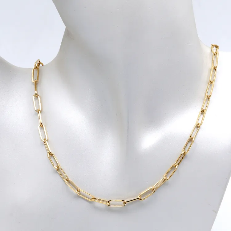 Real Gold Solid Link L Chain Necklace 1382 (40 C.M) CH1217