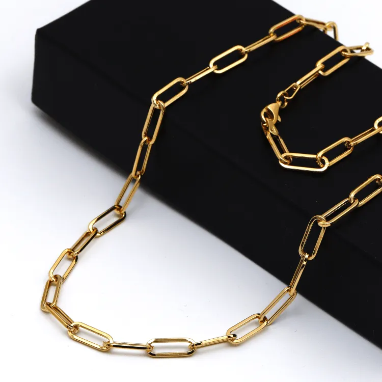 Real Gold Solid Link L Chain Necklace 1382 (40 C.M) CH1217