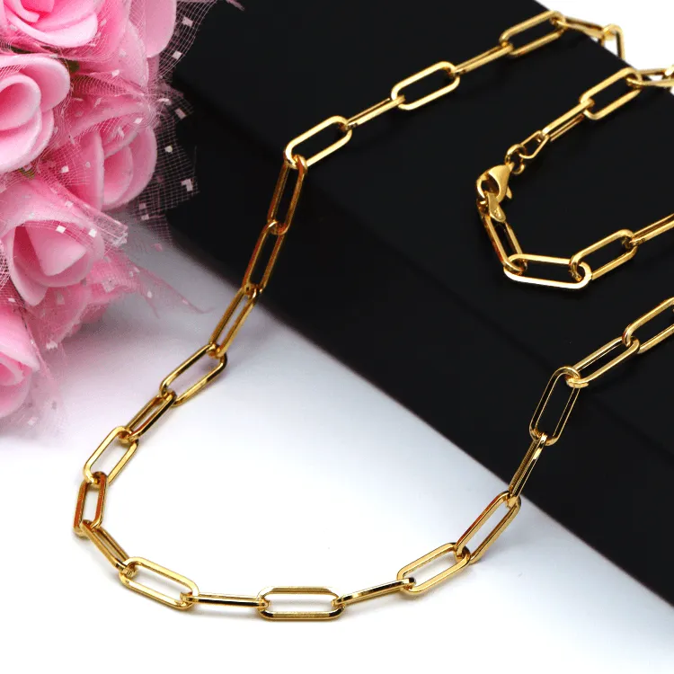 Real Gold Solid Link L Chain Necklace 1382 (40 C.M) CH1217