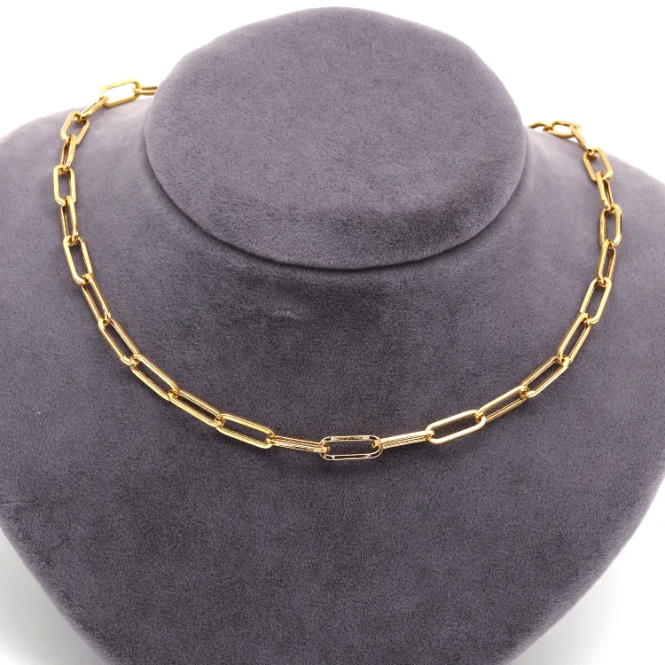 Real Gold Solid Link L Chain Necklace 1382 (40 C.M) CH1217