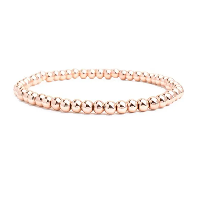 Rose Gold Plated Beaded Stretch Bracelet