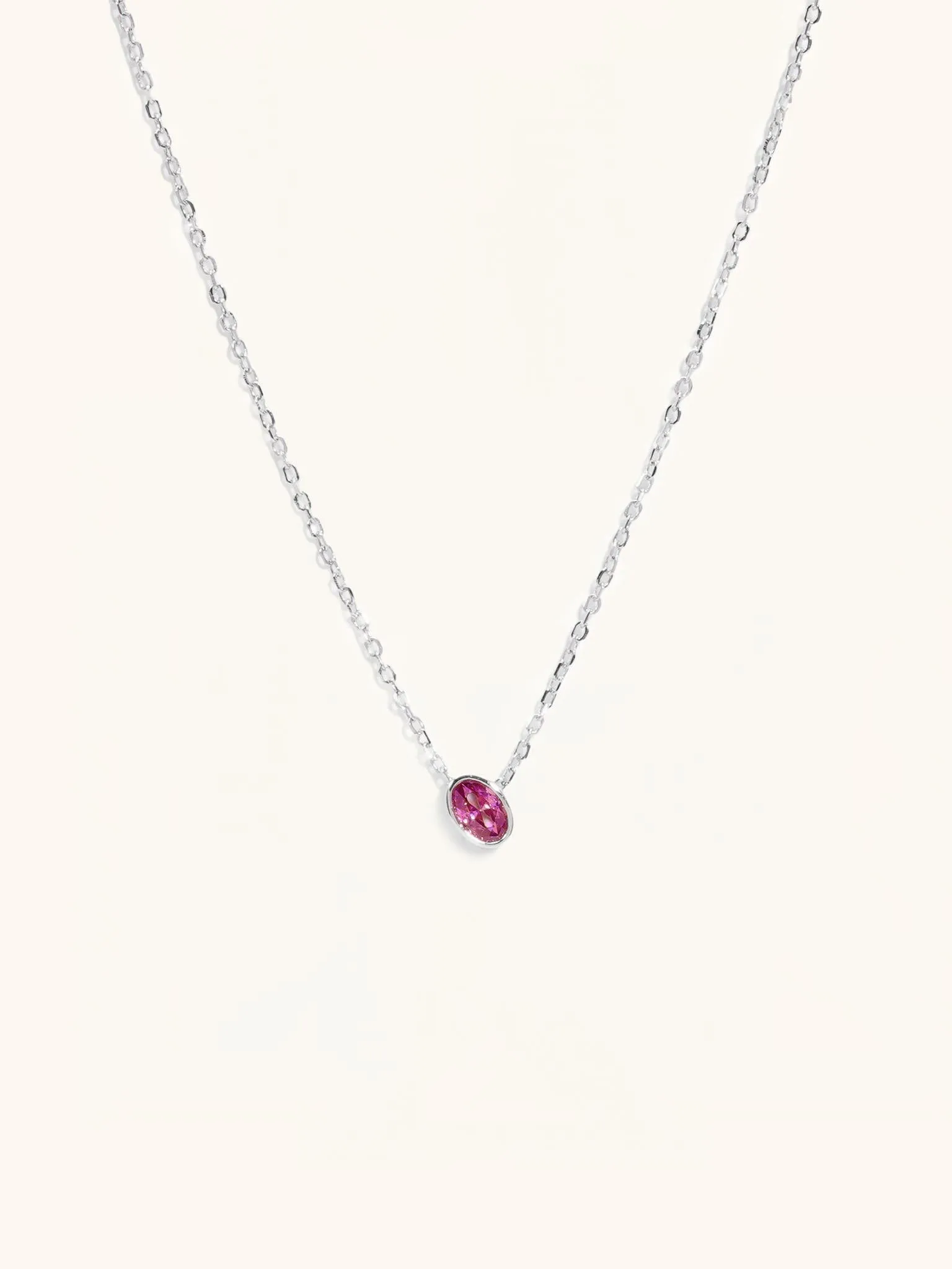 Ruby Birthstone Sterling Silver Necklace