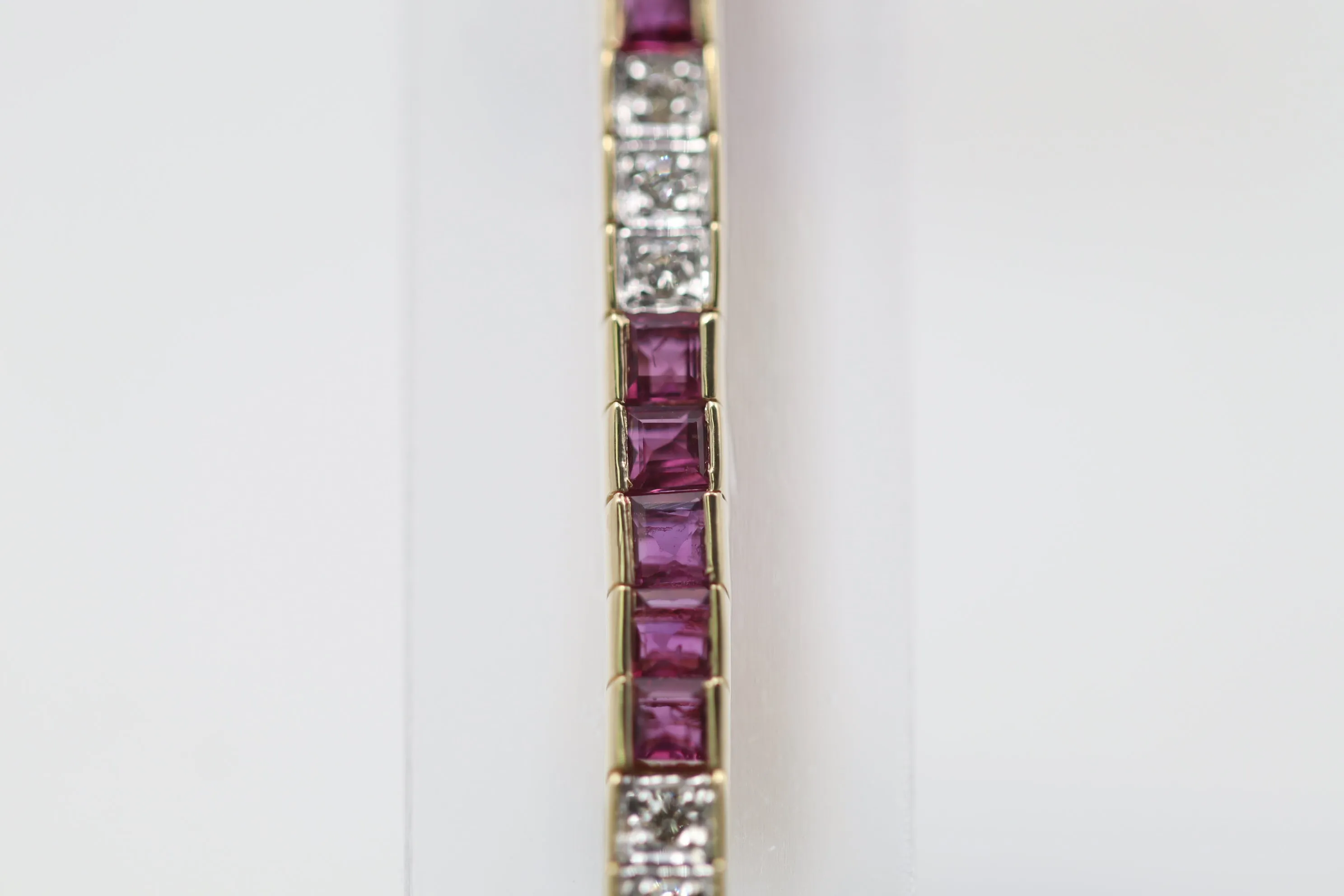 Ruby Diamond Gold Line Tennis Bracelet