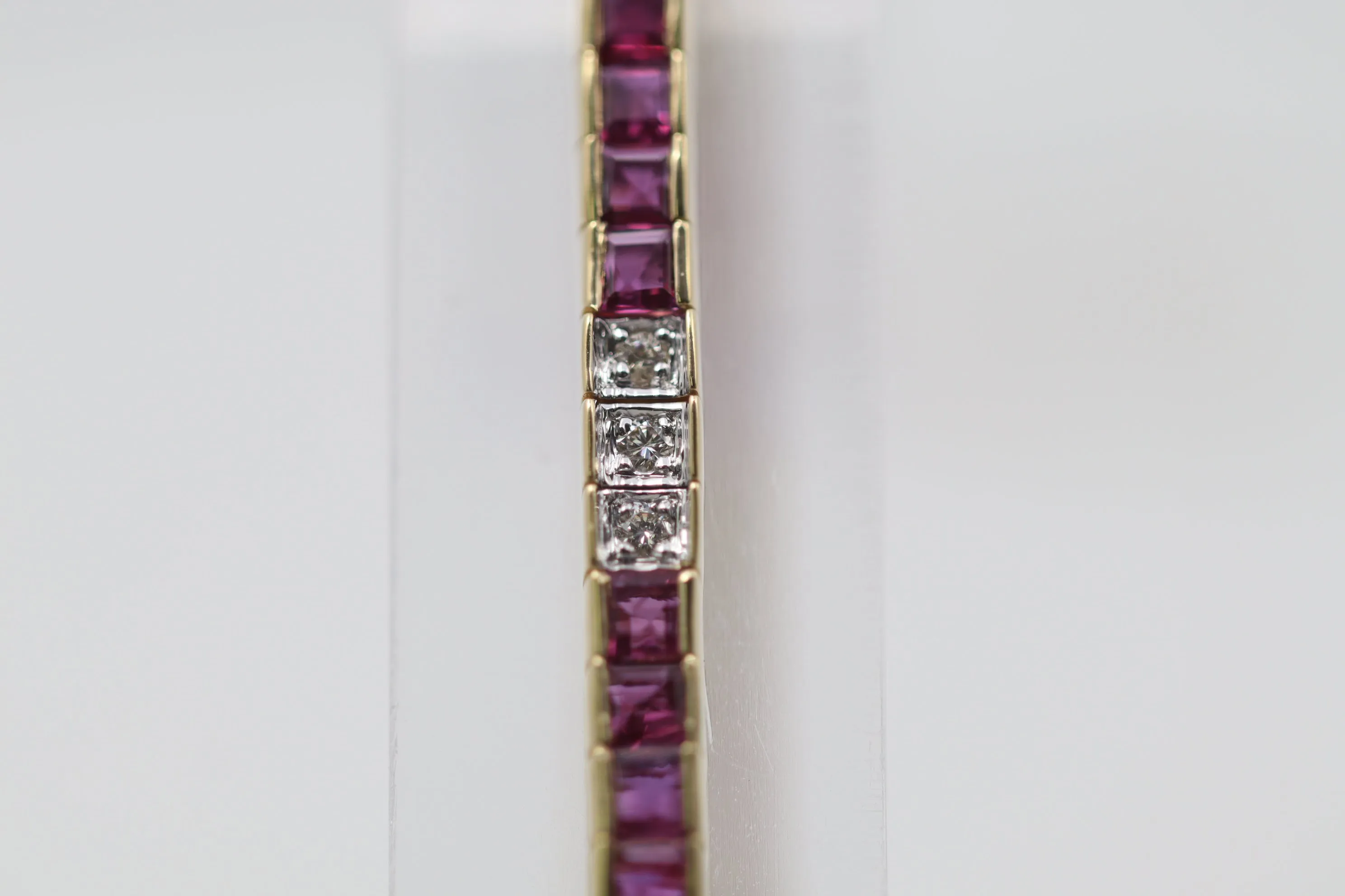 Ruby Diamond Gold Line Tennis Bracelet