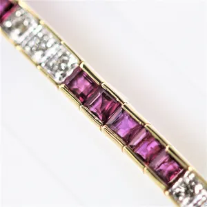 Ruby Diamond Gold Line Tennis Bracelet