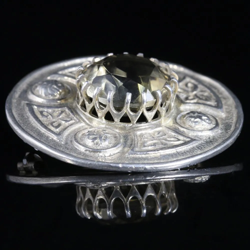 Scottish Citrine Brooch Silver Circa 1960