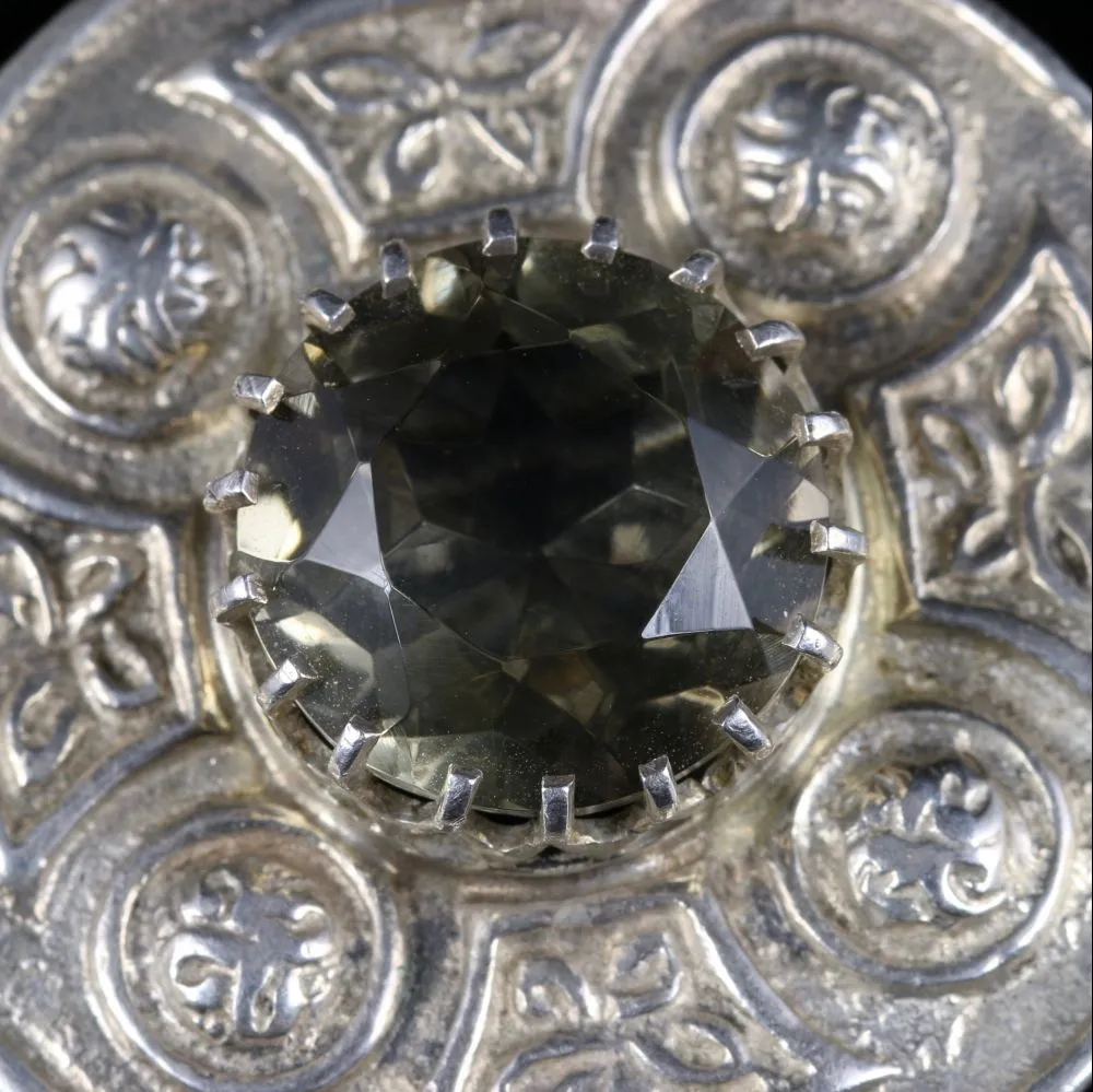 Scottish Citrine Brooch Silver Circa 1960