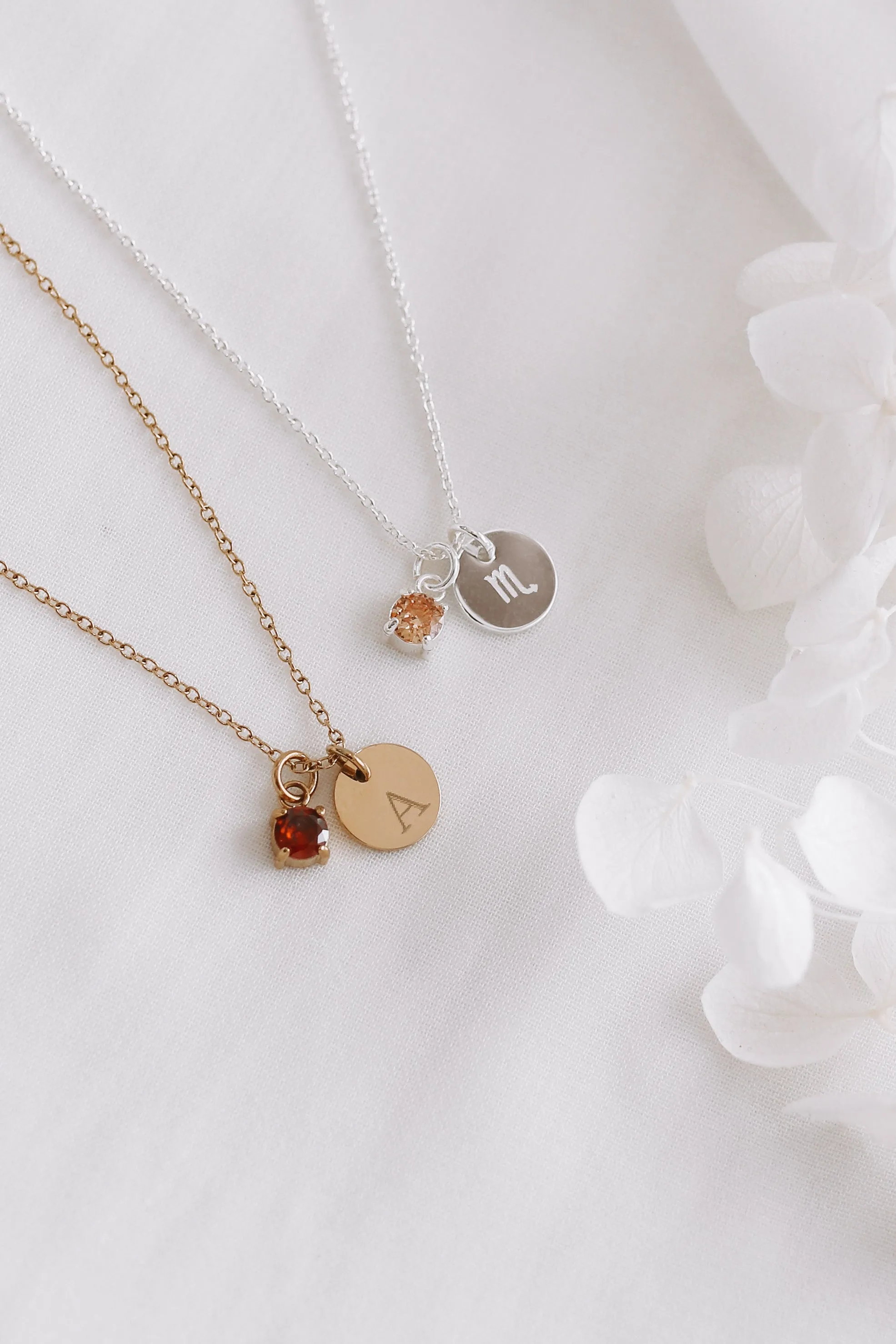 Sienna - Gold Stainless Steel Monogrammed Birthstone Necklace