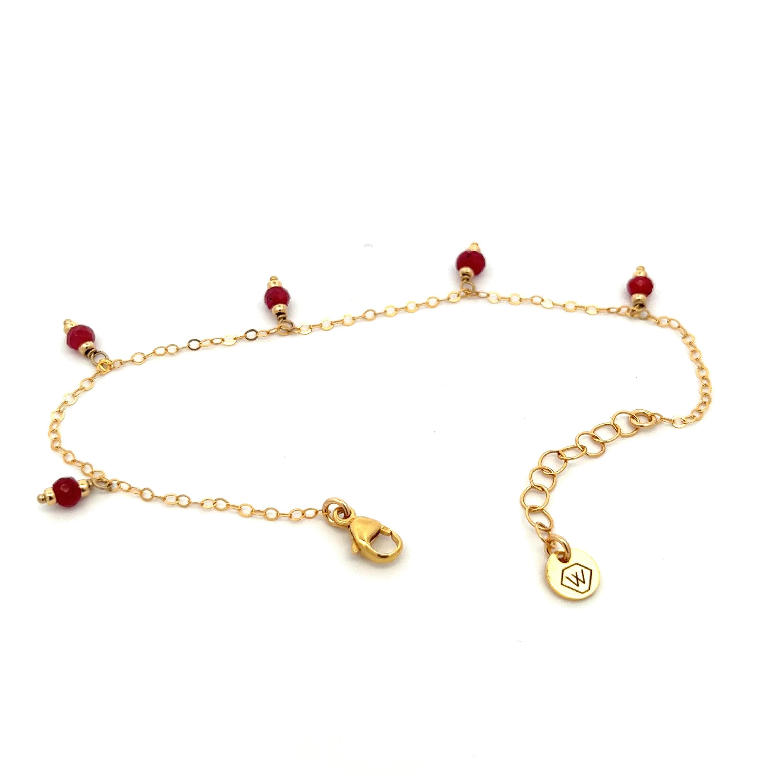 silk road - ruby dangle charm bracelet