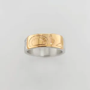 Silver 1/4" Band with Gold Moon