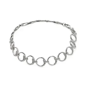 Silver 925 Rhodium Plated Open Circle Link Bracelet