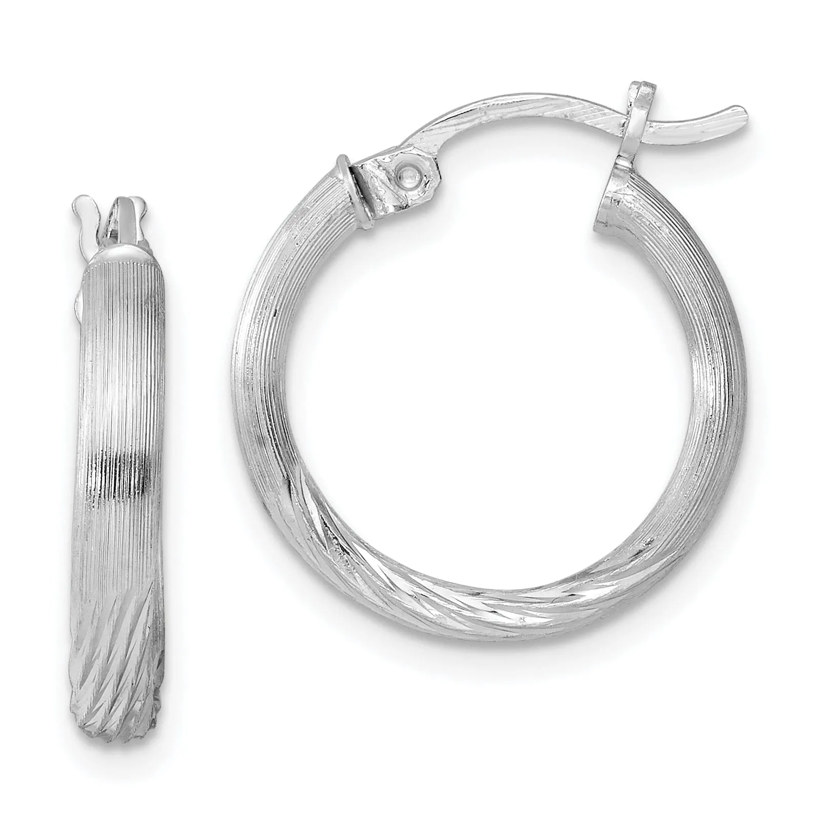 Silver D.C Round Hoop with Hinged Earrings