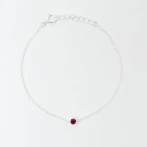 Silver Raw Ruby Solitaire Bracelet