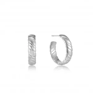 Silver Smooth Twist Hoop Stud Earrings E038-03H