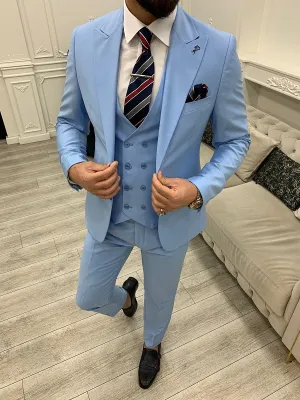 Sky Blue Slim Fit Groom Wedding Suit for Men by GentWith.com