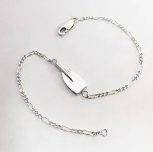 Small Rowing Tulip Oar Blade and Thin Figaro Chain Bracelet