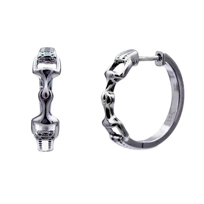 Snaffle Horse Bit Hoop Earrings Sterling Silver