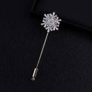 Sparkling Artificial Crystal Snowflake Flower Brooch