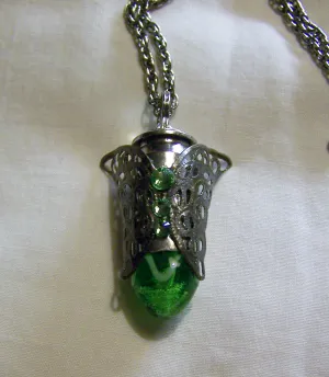 Spring Green Easter Egg Butterfly Filigree Bullet Pendant