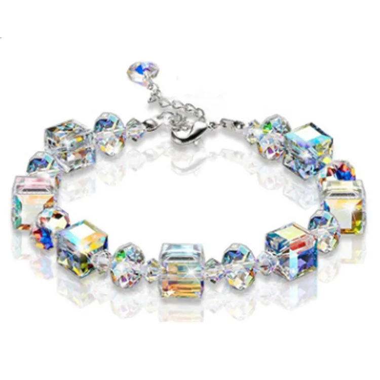 Square Crystal Bracelet Ring Exquisite Luxury Fashion Girlfriends' Bracelet Women