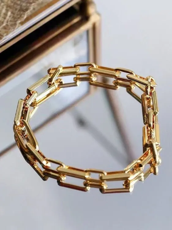 Square Splicing Chain Gold Bracelet