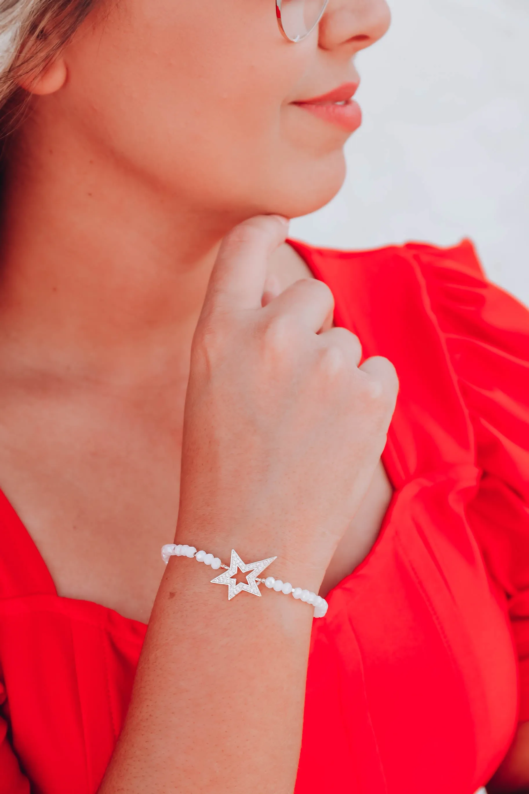 Star Light Stretch Bracelet - White