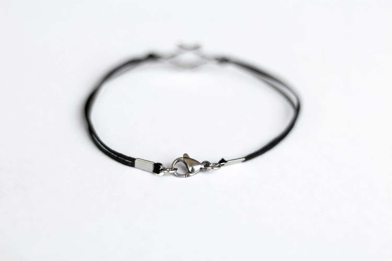 Star of David men's bracelet, silver, gift for him, black bracelet for men, waterproof