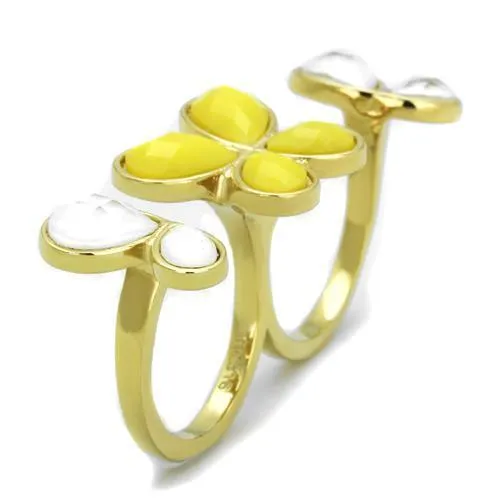 Steel Ring Synthetic Citrine Yellow TK2101 for Women Style Plating