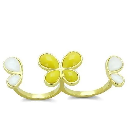 Steel Ring Synthetic Citrine Yellow TK2101 for Women Style Plating