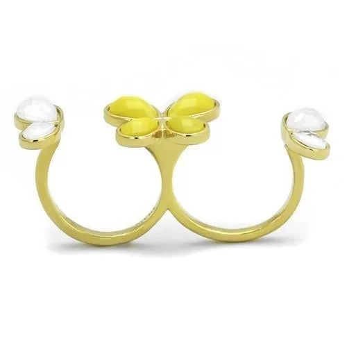 Steel Ring Synthetic Citrine Yellow TK2101 for Women Style Plating