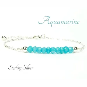 Sterling Silver Aquamarine Gemstone Bracelet