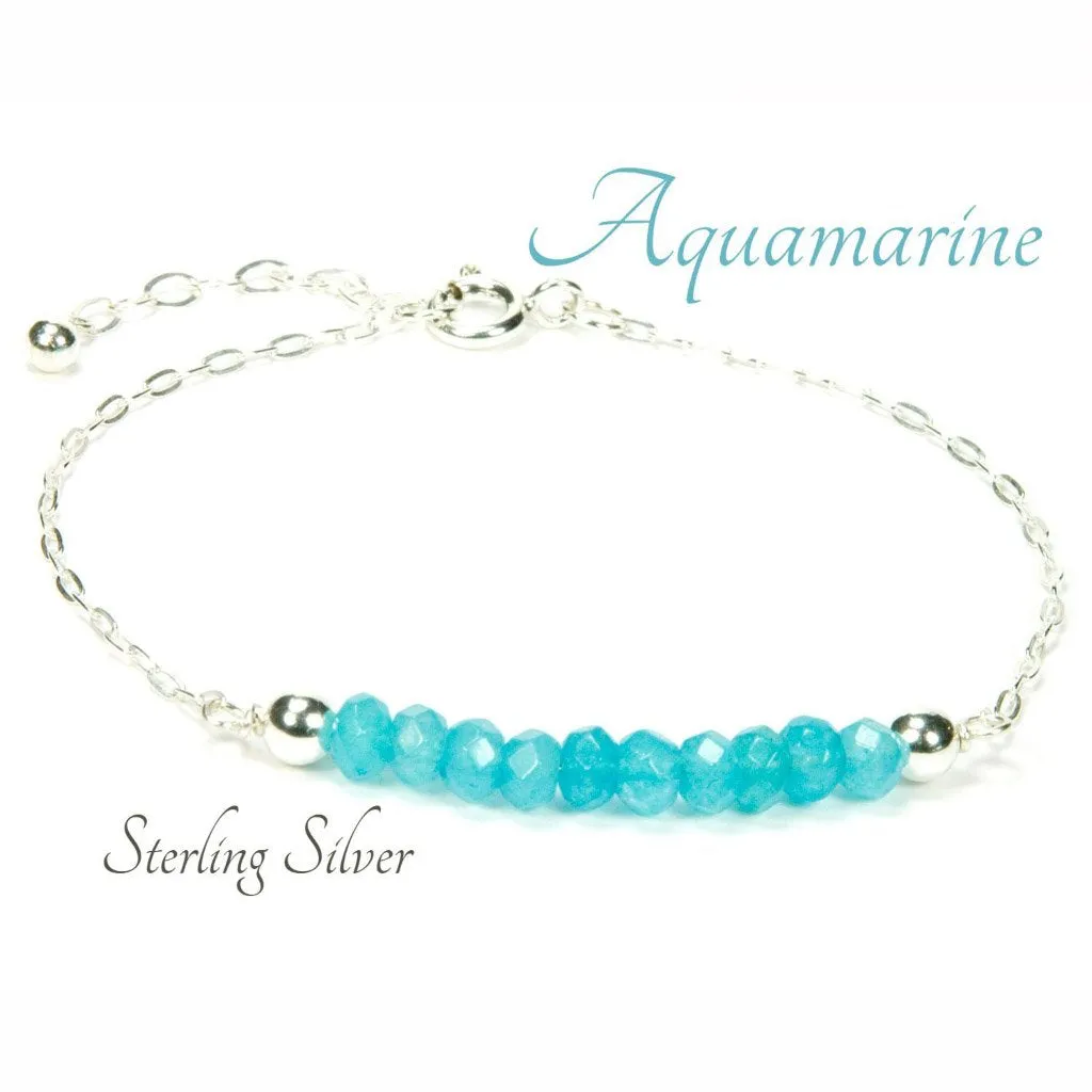 Sterling Silver Aquamarine Gemstone Bracelet