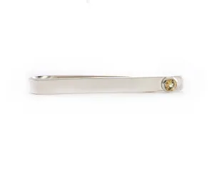 Sterling Silver Citrine Bezel Set Slide Tie Bar