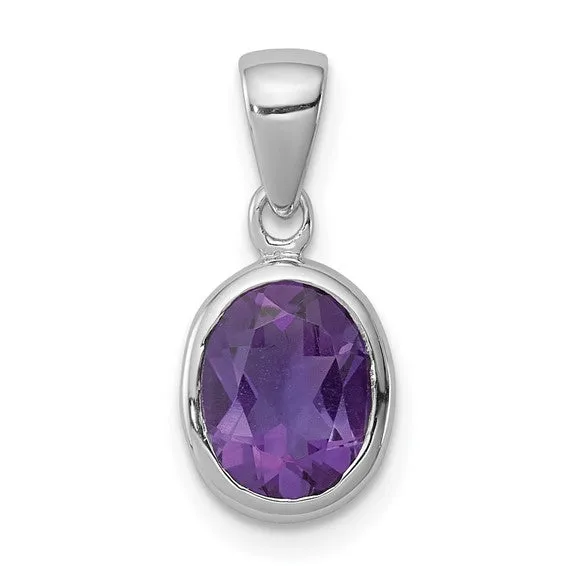 Sterling Silver Genuine Oval Gemstone Pendants