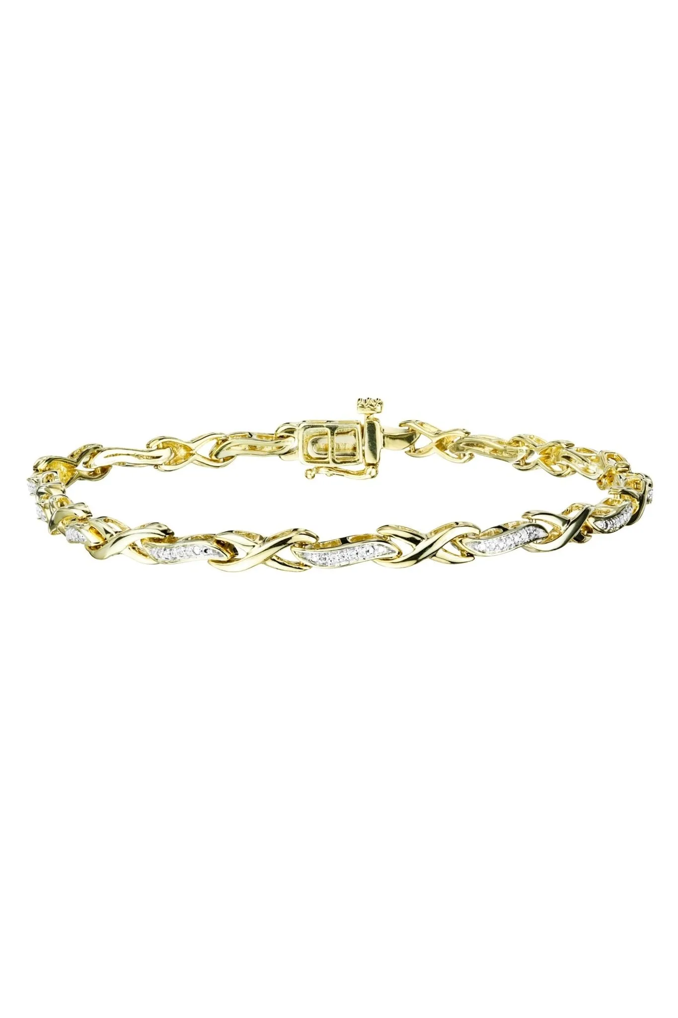 Sterling Silver Gold Plated Diamond Infinity Link Bracelet